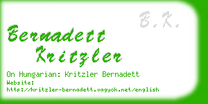 bernadett kritzler business card